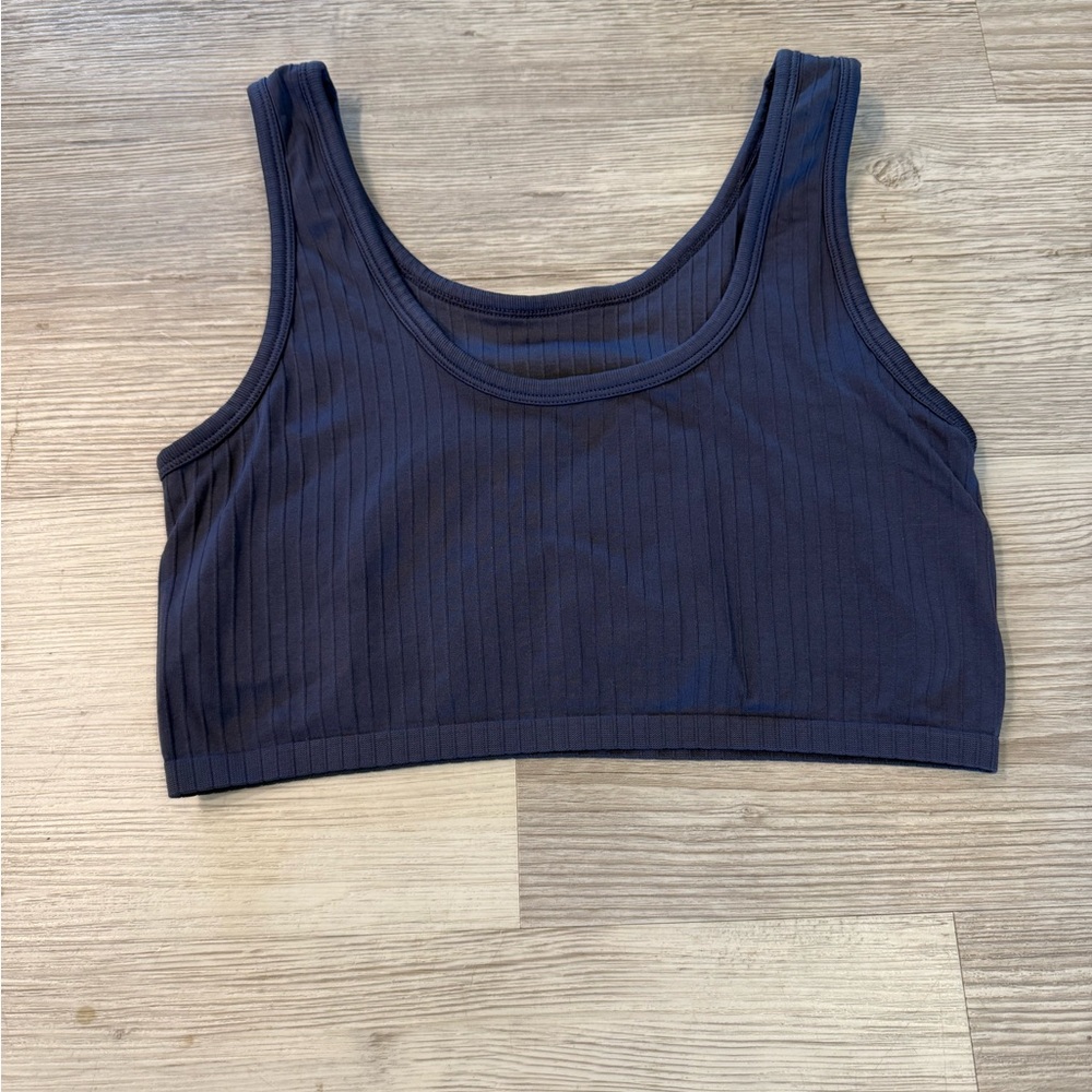 Medium Aerie Navy Blue Ribbed Crop Top